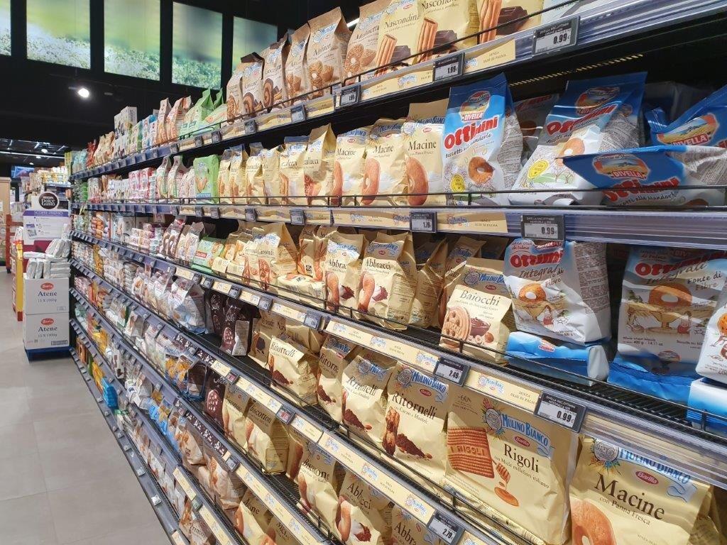 supermarket food shelving