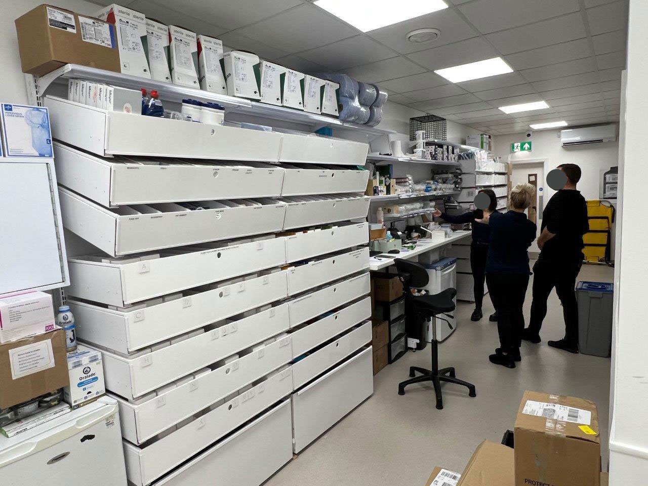 Easy to configure Pharmacy Shelving and Drawers