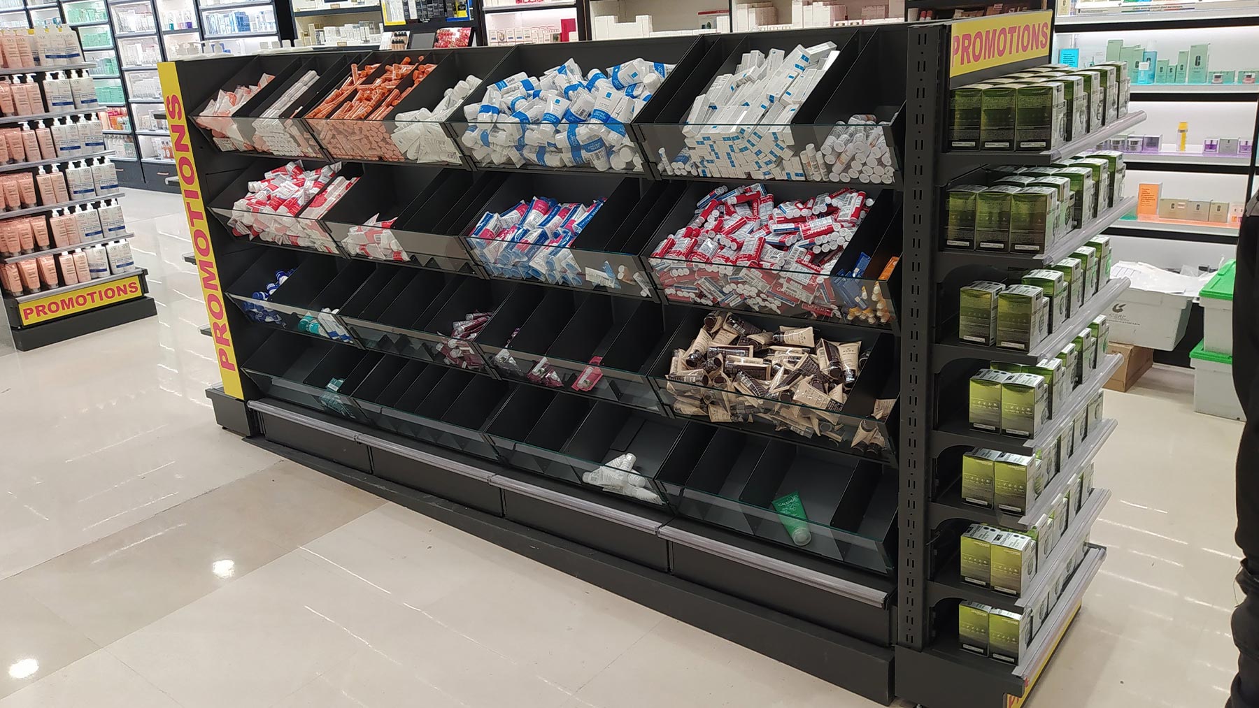 pharmacy gondola shelving